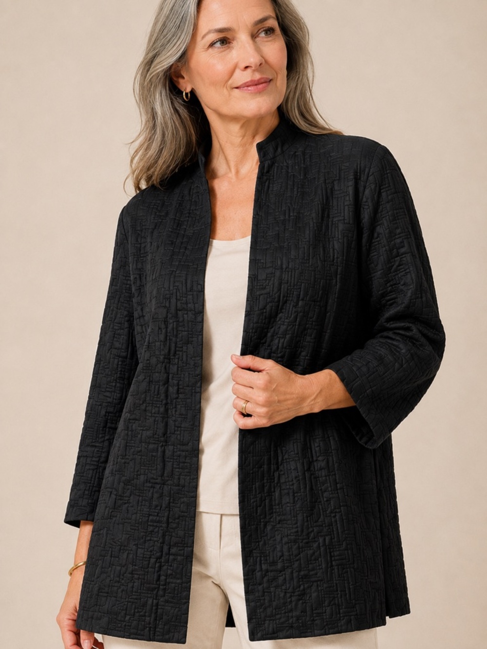 Marla Wynne - Textured Black Topper Jacket -  SzXL
